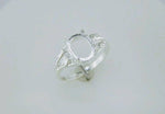 Solid Sterling Silver or 14kt Gold 7x5-12X10 Oval blank Cab (Cabochon) Leaf Ring shank setting Size 5-8, 163-566/143-566
