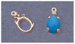 Solid Sterling Silver or 14kt Gold 7x5-10x8mm Oval Cab (Cabochon) Dangle with Accent Setting, 166-651/146-651
