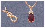 Solid Sterling Silver or 14kt Gold 7x5 Pear Cut Pendant with 3 Stone Accent Setting, New, Made in USA 161-063/141-063