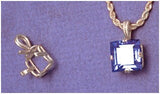 Solid Sterling Silver or 14kt Gold 10mm-14mm Square 4 Prong Pendant Setting, New, Made in USA 161-089/141-089