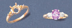 Sterling Silver or 14k Gold 8x6 Oval w/ Oversized Accents blank Pre-Notched Ring shank setting Size 7 163-849/143-849