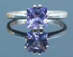 Solid Sterling Silver or Solid 14kt White or Yellow Gold 1.5ct Natural Amethyst 7mm Princess Cut Ring Size 7 Solitare VVS Eye Clean