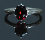 Solid Sterling Silver or Solid 14kt White or Yellow Gold 1ct Natural Blood Red Garnet 7x5 Oval Ring Size 7 Solitare VVS Eye Clean