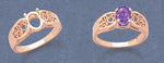 Solid Sterling Silver or 14kt Gold 8x6-10x8 Oval Filigree blank Ring Shank setting Size 7, 163-431/143-431