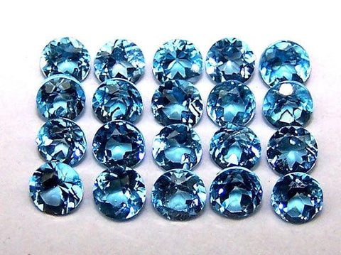 Wholesale, Natural African Swiss Blue Topaz, 3, 3.5, 4, 5, 6, 7, 8, or 9mm Round, VVS Eye Clean, Loose Stone