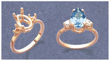 Sold Sterling Silver or 14kt Gold 10x7-16x12 Pear w/ Accents blank Ring shank setting Ring Size 7 163-491/143-491