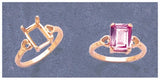 Solid Sterling Silver or 14kt Gold 6x4-10x8  Emerald Cut Pre-Notched Heart Blank Ring Size 7 setting 163-508/143-508