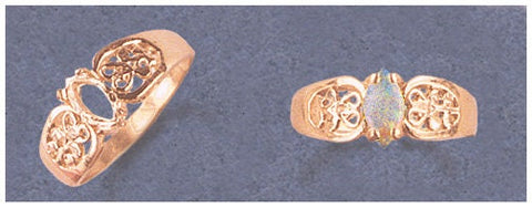 Solid Sterling Silver or 14kt Gold 6X3-10X6 Marquise Cab (Cabochon) Filigree Pre-Notched Blank Ring Size 7 setting 163-560/143-560