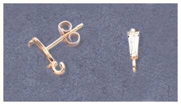 Solid Sterling Silver or 14kt Gold 1 Set (2 pieces) 5x2.5mm Rd Baguette Earrings Setting with open hoop/ring, USA 162-003/142-003