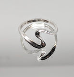 Sterling Silver or Solid 14kt White or Yellow Gold Freeform Swirl Ring Shank Size 7 setting DYI Jewelry,  Fashion Ring 168-009/148-009