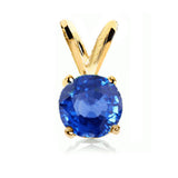 Solid 14kt White or Yellow Gold Natural Blue, Yellow, or Padparadscha Sapphire 4mm Round Dangle Pendant Solitare VS
