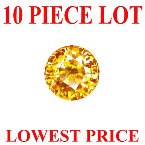 Wholesale Lot 10 Pieces, Natural Medium Orangy Yellow Sapphire, 2mm Round, VS loose stone, September Birthstone, Accent Stone