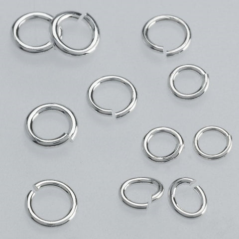 Solid Sterling Silver 4, 4.5, 5.5 3x2.5, 4x3, 5x3.5, 6x4, Oval or Round Jump Rings 10pks Open Jewelry making Bulk, Wholesale, Craft Supplies