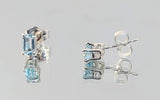 Solid Sterling Silver or 14kt Yellow, White, or Rose Gold Natural Aquamarine Emerald Cut Stud Earrings Setting, 5x3-10x8mm Birthstone