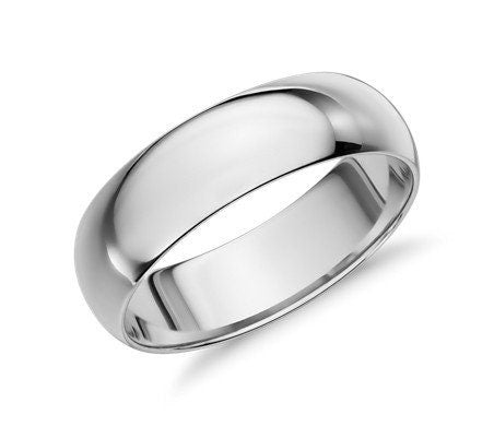 Solid 14kt White Gold Domed Comfort Fit Wedding Band, 4mm, 5mm, or 6mm Wide, Size 4-12, 253-344