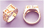 Sterling Silver or 14kt Gold Men's Geometric Aztec Ring Shank Sz 11 setting DYI Jewelry, Custom, Fashion 163-404/143-404