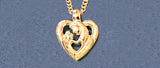 Sterling Silver or 14kt White or Yellow Gold Light Madonna Puffy Heart Pendant with chain, New, Made in USA 141-431