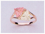 Solid 10kt Three Tone Gold Red and Green Leaves Blank Ring Size 4-8 shank setting, Prospector Gold, 643-602