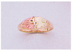 Solid 10kt Three Tone Gold  Two Leaf Wedding Band Blank Ring Size 4-8 shank setting, Prospector Gold, 643-620