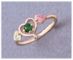 Solid 10kt Three Tone Heart with Leaves, Natural Gemstone Ruby, Sapphire, Emerald, Amethyst, Citrine, Peridot, Promise Ring, Size 7 643-647