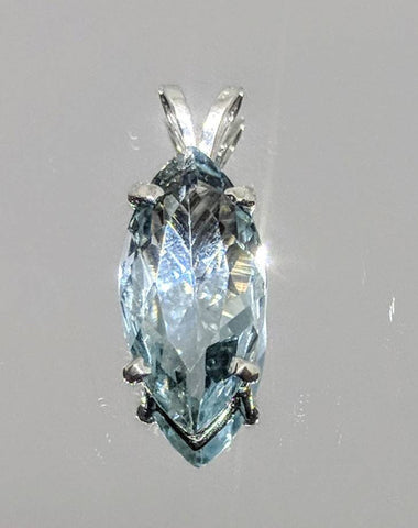 Solid Sterling Silver or Solid 14kt White, Yellow, or Rose Gold Natural Sky Blue Topaz 8x3-14x7mm Marquise Dangle Pendant Solitare VVS