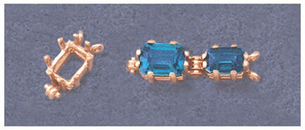 Solid Sterling Silver or 14kt Gold 6x4-10x8mm Emerald Cut, Bracelet , Earring, Pendant, Interchangeable Link, DYI Jeweler, 167-720/147-720
