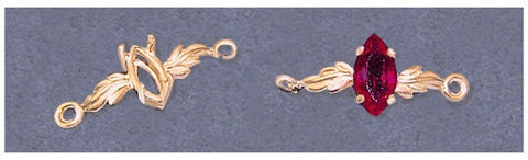Solid Sterling Silver or 14kt Gold Leaf Bracelet Link For 8x4 or 10x5 Marquise Cut, DIY Bracelet, Custom made, DIY Jewelry, 167-843/147-843