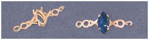 Solid Sterling Silver or 14kt Gold Xs & Os Bracelet Link, 8x4 or 10x5 Marquise Cut, DIY Bracelet, Custom made, DIY Jewelry 167-845/147-845