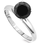 Solid 14kt Yellow or White Gold Classic Natural 0.5-2.5ct Black Diamond Engagement/Wedding Ring 4 Prong Vee Mounting, Size 6.5 or 7