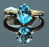 Solid Sterling Silver, Solid Yellow, White, or Rose 14kt Gold Natural Swiss Blue Topaz Ring, Solitaire Custom Made Ring Size 5-8 143-466