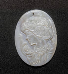 Wholesale, Natural (Genuine) Hand Carved Pearl Cameo, 37x28x3.7Oval, 34.11ct, Loose Stone, DYI Jewelry, Carved, Lady, Victorian, Drilled