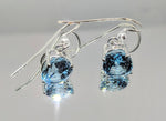 Solid Sterling Silver or 14kt Yellow, White, or Rose Gold Natural Blue Topaz Dangle Earrings, 7x5-10x8mm Oval, Birthstone, French Wire, Hoop