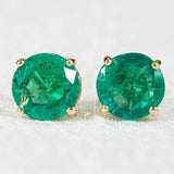 Solid Sterling Silver or 14kt Gold Natural (Genuine) 2mm-5mm Round Emerald Stud Earrings, Children Jewelry, Tiny Earrings, Fine Earrings