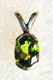 Solid Sterling Silver or Gold Natural Peridot, Amethyst, Citrine, Garent, or Topaz Pendant with Chain, 7x5-9x7 Oval Cut, Custom Made