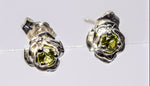 Solid Sterling Silver Natural (Genuine) Sapphire, Ruby, Emerald and More Rose Stud Earrings, Petite Earrings, Birthstone earrings