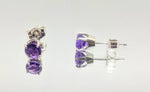 Solid Sterling Silver or 14kt Yellow, White, or Rose Gold Natural Amethyst Stud Earrings Setting, 2-6mm Birthstone, Tiny earrings, Childrens