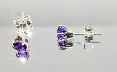Solid Sterling Silver or 14kt Yellow, White, or Rose Gold Natural Amethyst Stud Earrings Setting, 2-6mm Birthstone, Tiny earrings, Childrens