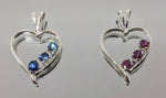 Solid Sterling Silver or 14kt White Yellow, or Rose Gold Natural Blue Sapphire or Ruby Heart Pendant Accented, Cluster, VS Small Pendant