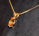 Solid Sterling Silver or 14kt Yellow, White or Rose Gold Natural Golden Citrine Pendant with Chain, 8x4-14x7 Marquise Cut, Custom Made