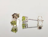Solid Sterling Silver or Solid 14kt White, Yellow, or Rose Gold 4-8mm Heart Natural Vivid Green Peridot Earrings, VVS Eye Clean, Birthstone