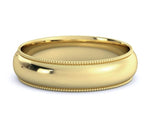 Solid 14kt Yellow Gold Beaded Dome Wedding Band, 3mm, 4mm, 5mm, or 6mm Wide, Size 4-12, 243-342