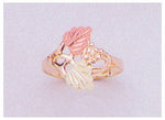 Solid 10kt Three Tone Gold Red and Green Leaves Blank Ring Size 4-8 shank setting, Prospector Gold, 643-601