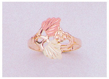 Solid 10kt Three Tone Gold Red and Green Leaves Blank Ring Size 4-8 shank setting, Prospector Gold, 643-601