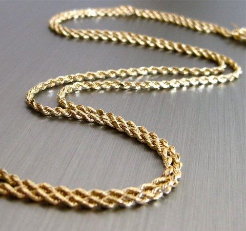 Solid 14kt Gold Diamond Cut Rope Chain, Light, Medium, Heavy, Rope Necklace, 16", 18", 20", or 24" inch, Unisex, New, Made in USA, 440-064