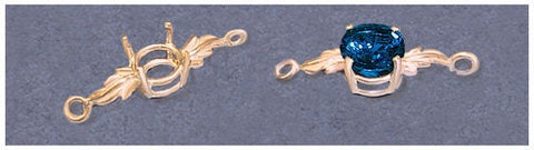 Solid Sterling Silver or 14kt Gold Leaf Bracelet Link for 6-8mm Round Stones, DIY Bracelet, Custom made, DIY Jewelry, 167-813/147-813