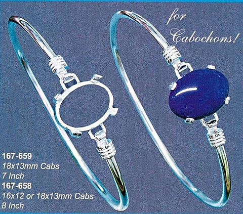 Solid Sterling Silver or Gold Plated Oval Cabochon Cuff Strap Bracelet, 16x12 or 18x13 Oval Blank Bracelet, Custom, DYI Bracelet, 167-658