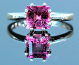 Solid Sterling Silver, Solid Yellow, White, or Rose 14kt Gold Natural Pink Tourmaline Ring, Square, Custom Made Ring Size 7, 163-845/143-845