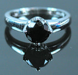 Solid 14kt Yellow or White Gold Classic Natural 0.5-2.5ct Black Diamond Engagement/Wedding Ring 4 Prong Vee Mounting, Size 6.5 or 7