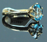 Solid Sterling Silver, Solid Yellow, White, or Rose 14kt Gold Natural Swiss Blue Topaz Ring, Solitaire Custom Made Ring Size 5-8 143-466