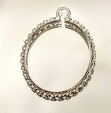 Solid Sterling Silver or Yellow Gold Filled 25x18-30x25mm Oval Rope Bezel Dangle Setting, Cinch Mount, Hoop Charm, Faceted Cabochon 263-052